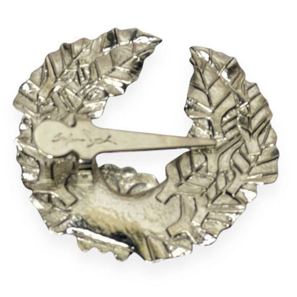 Vintage Neiman Marcus Sylvia Dahl Butterfly in Crown Laurel Scarf Clip Brooch - Picture 7 of 10